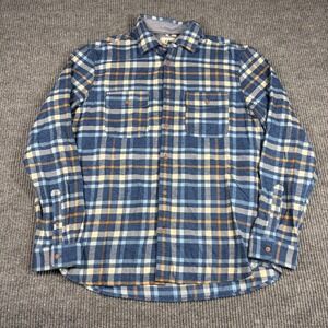 C&A Shirt Men L Blue Plaid Flannel Button Down Regular Fit Long Sleeve